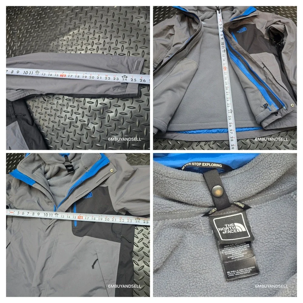 The North Face HyVent Atlas Triclimate Jacket Gray Blue LG 3-in-1‎ Large